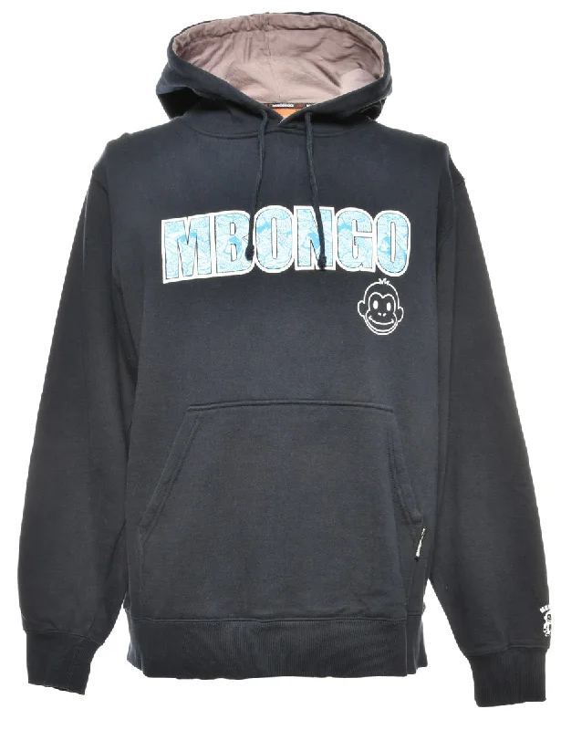 MBONGO Printed Hoodie - L Hoodie with Slit Hem Functional Movement