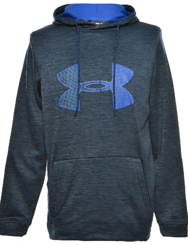 Navy Under Armour Printed Hoodie - S Hoodie with Turtle Neck Cozy Winter
