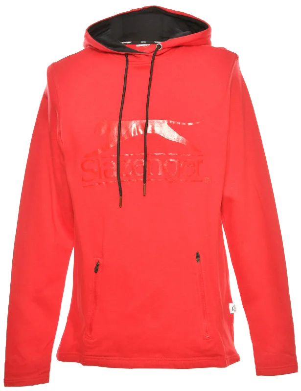 Red Printed Hoodie - M Hoodie with Crew Neck Simple Timeless