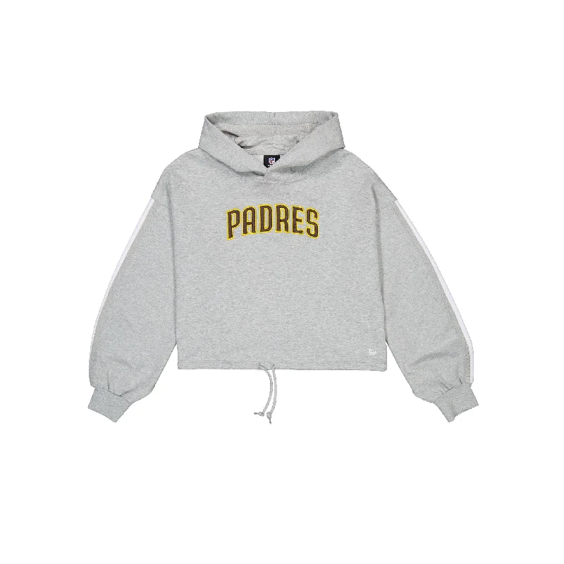 San Diego Padres Gray Logo Select Women's Hoodie Hoodie with Hem Raw Edge Edgy Unfinished San Diego Padres Gray Logo Select Women's Hoodie Hoodie with Hem Raw Edge Edgy Unfinished
