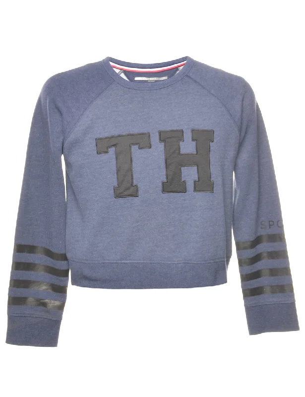 Tommy Hilfiger Cropped T H Printed Sweatshirt - S Hoodie with Elastic Waist Stretchable Comfortable Tommy Hilfiger Cropped T H Printed Sweatshirt - S Hoodie with Elastic Waist Stretchable Comfortable