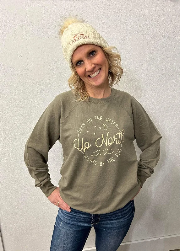 Days On The Water Crewneck Sweatshirt Hoodie with Sequins Glamorous Eye-catching
