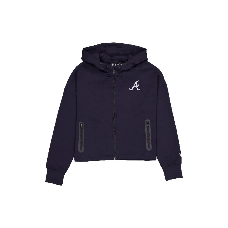Atlanta Braves Active Women's Full-Zip Hoodie Hoodie with Button Placket Classic Preppy Atlanta Braves Active Women's Full-Zip Hoodie Hoodie with Button Placket Classic Preppy