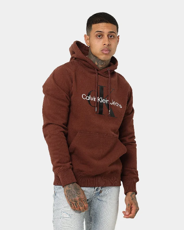 Calvin Klein Monogram Hoodie Dark Brown/Black Hoodie with Neon Bright Vibrant