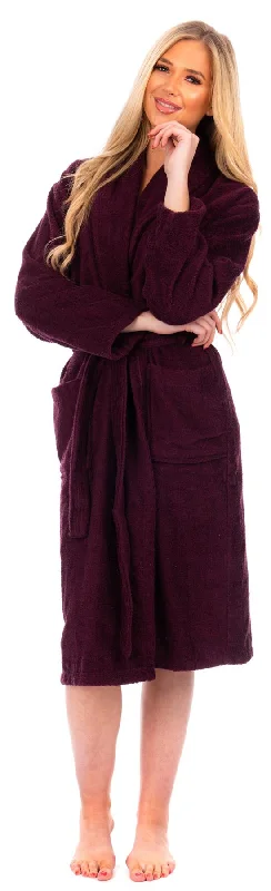 Ladies Cotton Towelling Hooded Bathrobe Aubergine Hoodie with Turtle Neck Cozy Winter Ladies Cotton Towelling Hooded Bathrobe Aubergine Hoodie with Turtle Neck Cozy Winter