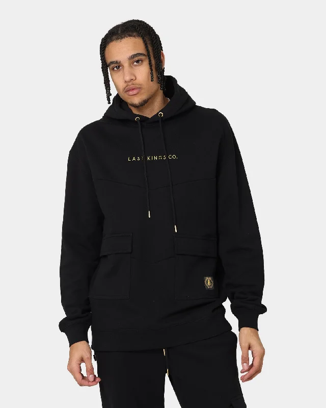Last Kings Cargo Hoodie Black Hoodie with Applique Textured Unique
