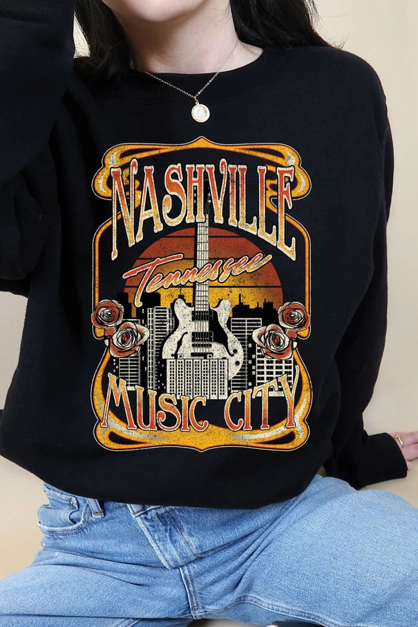 Nashville Music City Graphic Sweatshirts Hoodie with Camouflage Military Edgy