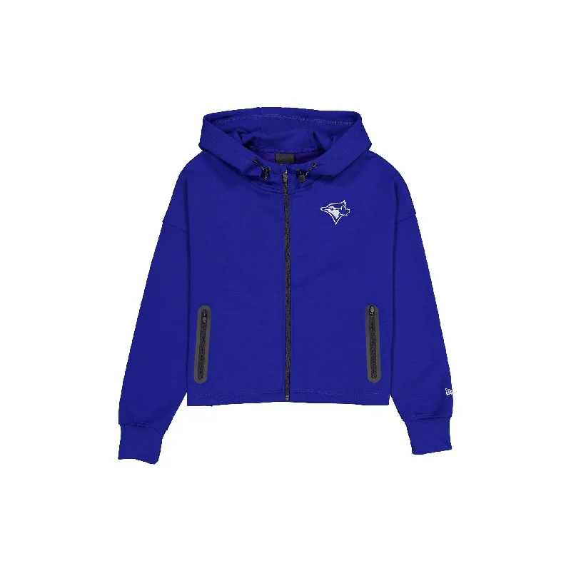 Toronto Blue Jays Active Women's Full-Zip Hoodie Hoodie with Set-In Sleeves Structured Classic Toronto Blue Jays Active Women's Full-Zip Hoodie Hoodie with Set-In Sleeves Structured Classic