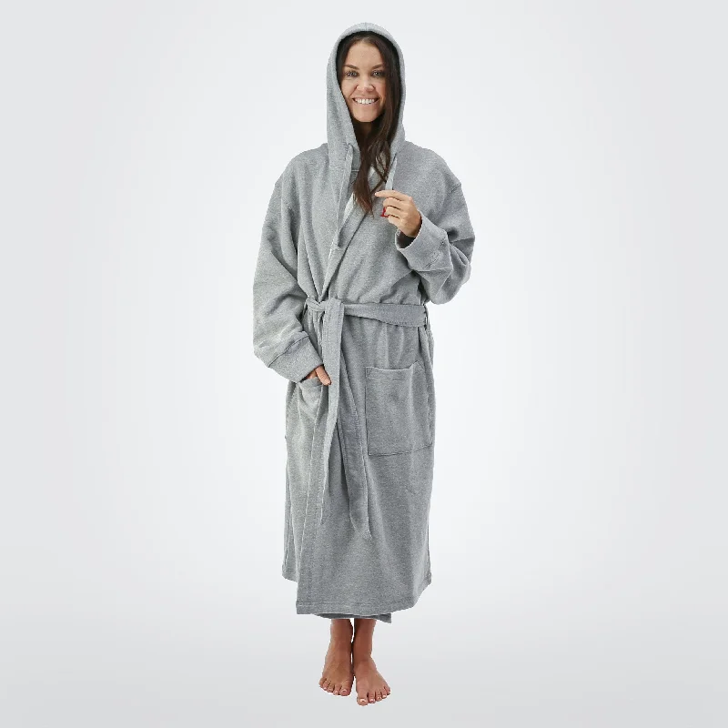 Women's Hooded Sweatshirt Robe Hoodie with Mock Neck Collared Structured