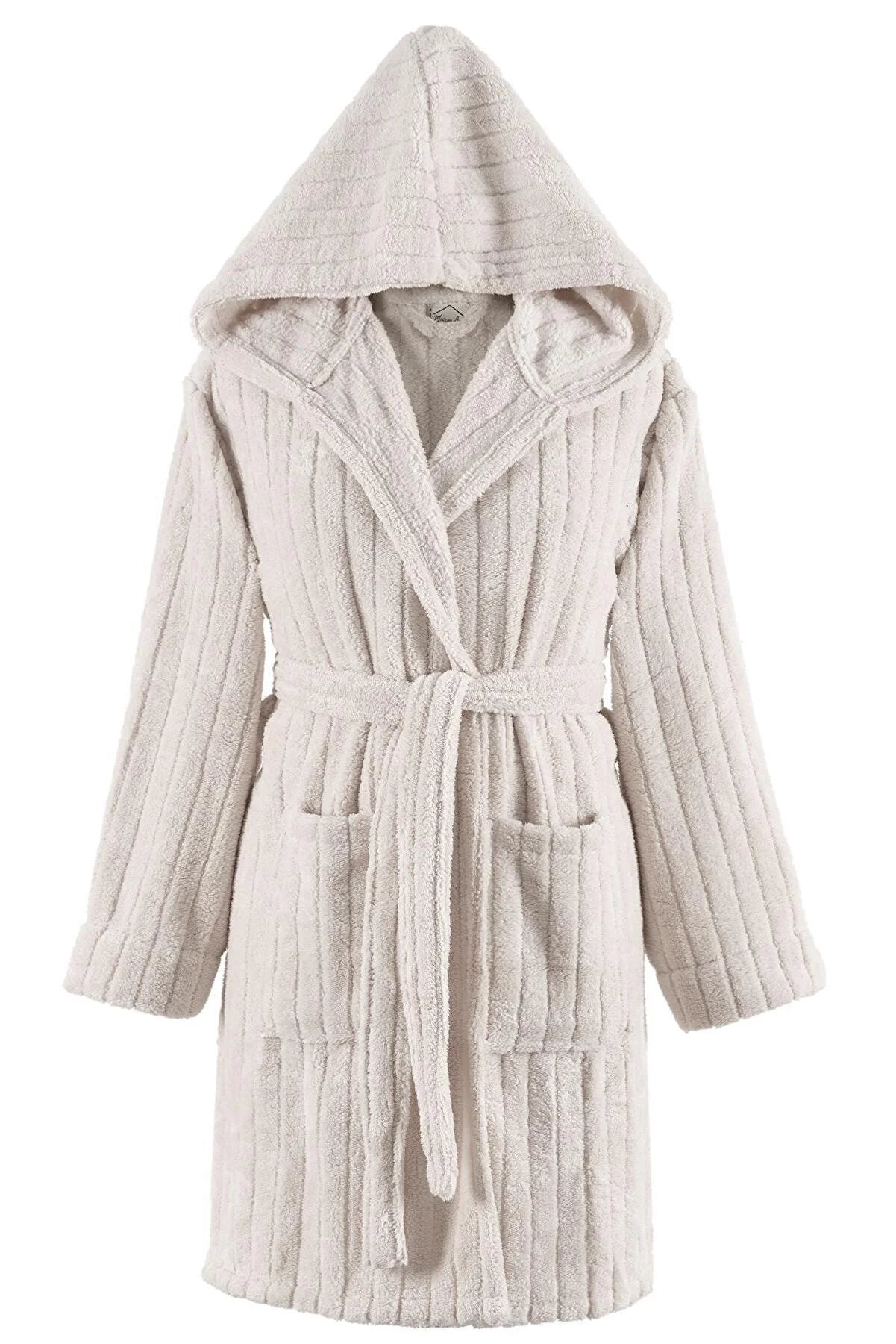 Zeynep Tekstil Women's Cream Comfy Luxurious Hooded Wellsoft Plush Bathrobe Hoodie with V-Neck Classic Versatile Zeynep Tekstil Women's Cream Comfy Luxurious Hooded Wellsoft Plush Bathrobe Hoodie with V-Neck Classic Versatile