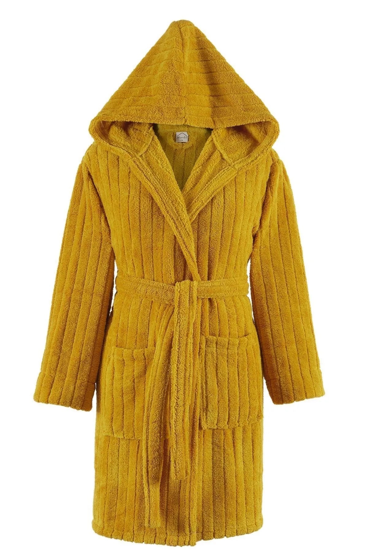 Zeynep Tekstil Women's Yellow Comfy Luxurious Hooded Wellsoft Plush Bathrobe Hoodie with Ribbed Neckline Snug Warm Zeynep Tekstil Women's Yellow Comfy Luxurious Hooded Wellsoft Plush Bathrobe Hoodie with Ribbed Neckline Snug Warm