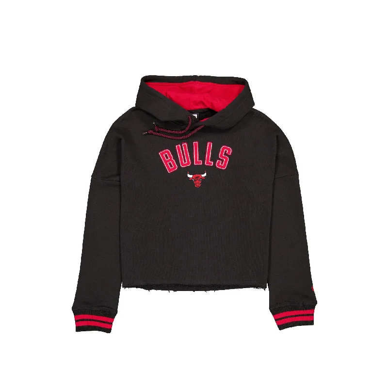 Chicago Bulls Sport Night Black Women's Hoodie Hoodie with Raw Hem Edgy Unfinished
