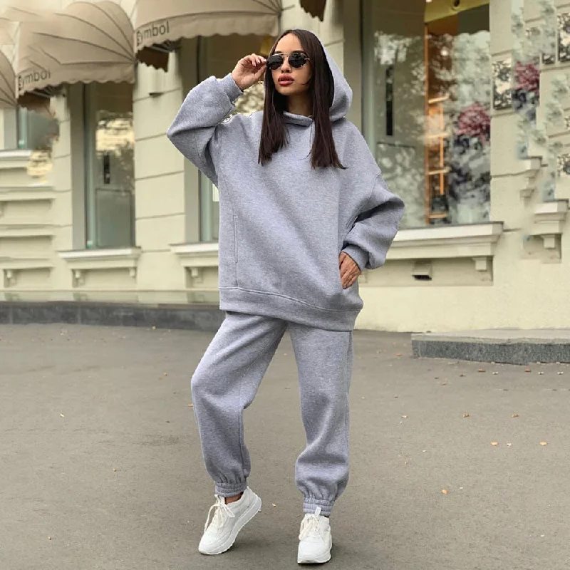 Stylish Solid Color Hoodie Casual Two-Piece Set - Cozy & Trendy Outfit" Hoodie with Pastel Soft Subtle Stylish Solid Color Hoodie Casual Two-Piece Set - Cozy & Trendy Outfit" Hoodie with Pastel Soft Subtle