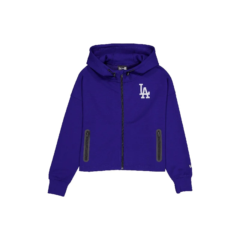 Los Angeles Dodgers Active Women's Full-Zip Hoodie Hoodie with Distressed Vintage Worn Los Angeles Dodgers Active Women's Full-Zip Hoodie Hoodie with Distressed Vintage Worn