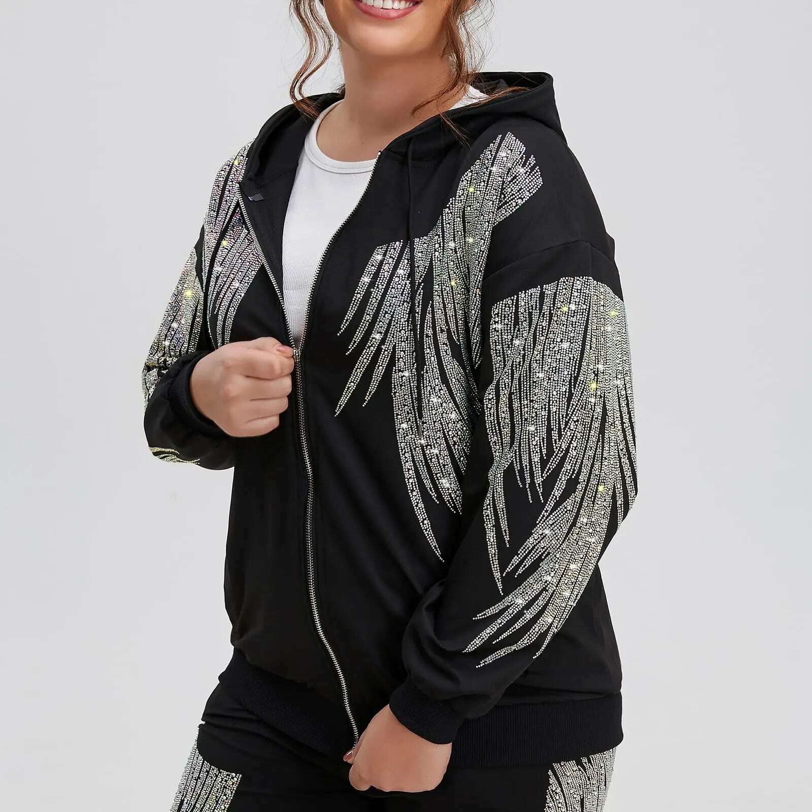 150KG Plus Size Women Luxury Zip Up Hoodie Vintage Big Size Brand Hooded Sweatshirt with Zipper Oversized Jacket Y2K Streetwear Hoodie with Toggle Buttons Decorative Unique 150KG Plus Size Women Luxury Zip Up Hoodie Vintage Big Size Brand Hooded Sweatshirt with Zipper Oversized Jacket Y2K Streetwear Hoodie with Toggle Buttons Decorative Unique