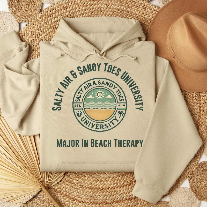 Beach Lovers Hoodie: Salty Air & Salty Toes University Sweatshirt Hoodie with Exposed Zipper Edgy Industrial Beach Lovers Hoodie: Salty Air & Salty Toes University Sweatshirt Hoodie with Exposed Zipper Edgy Industrial