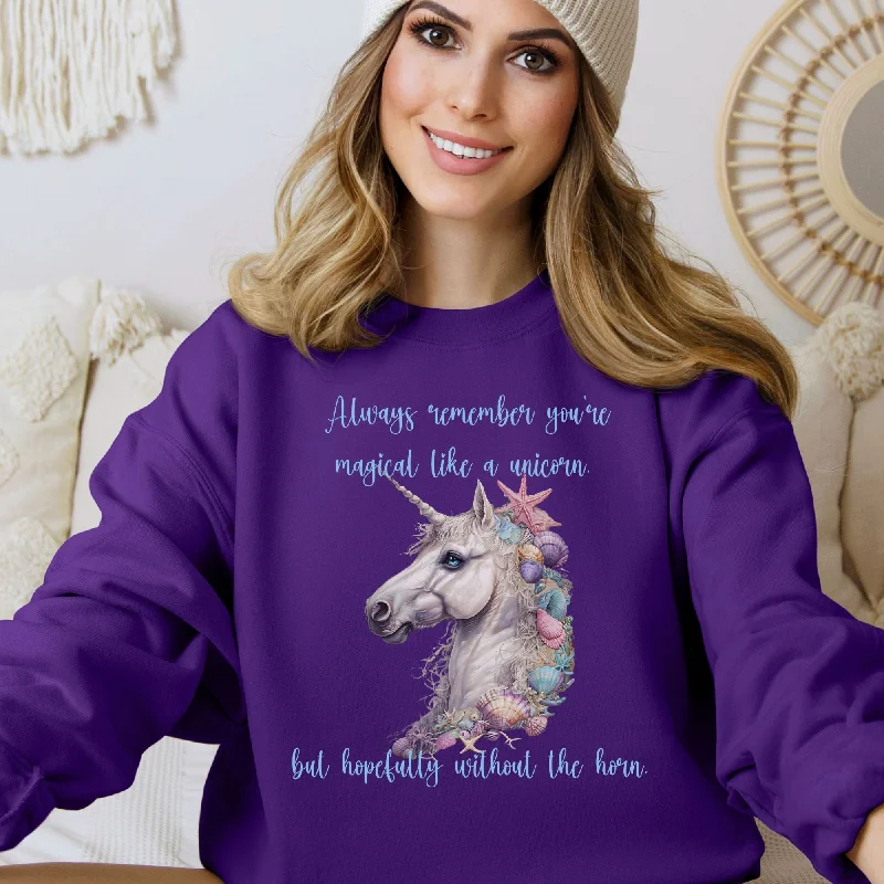 Beach Unicorn Sweatshirt Always Remember You're Magical Hoodie with Cuffed Sleeves Snug Secure Beach Unicorn Sweatshirt Always Remember You're Magical Hoodie with Cuffed Sleeves Snug Secure