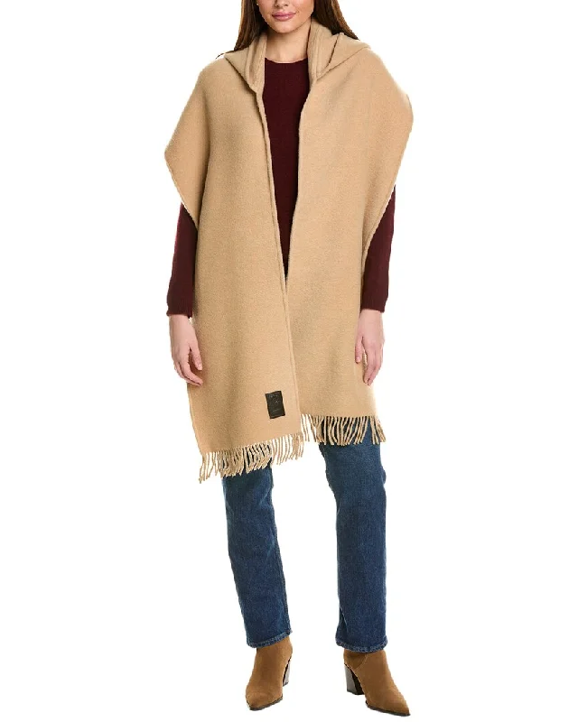 Ferragamo Hooded Wool & Cashmere-Blend Stole Hoodie with Hem Detail Decorative Unique Ferragamo Hooded Wool & Cashmere-Blend Stole Hoodie with Hem Detail Decorative Unique