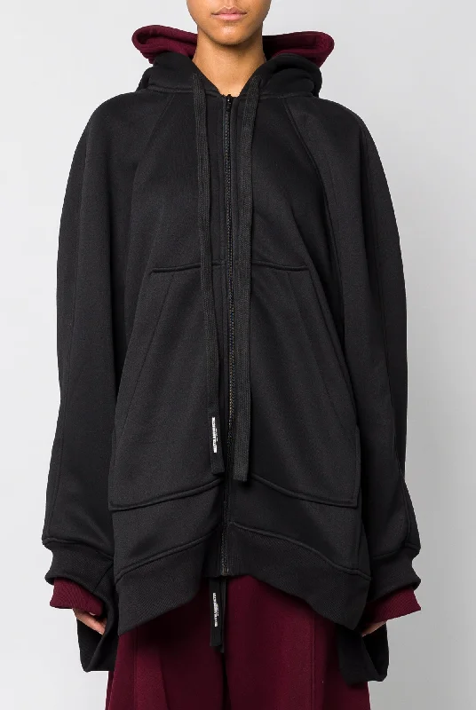 Melitta Baumeister Double Hood Hoodie in Black Hoodie with Set-In Sleeves Structured Classic Melitta Baumeister Double Hood Hoodie in Black Hoodie with Set-In Sleeves Structured Classic