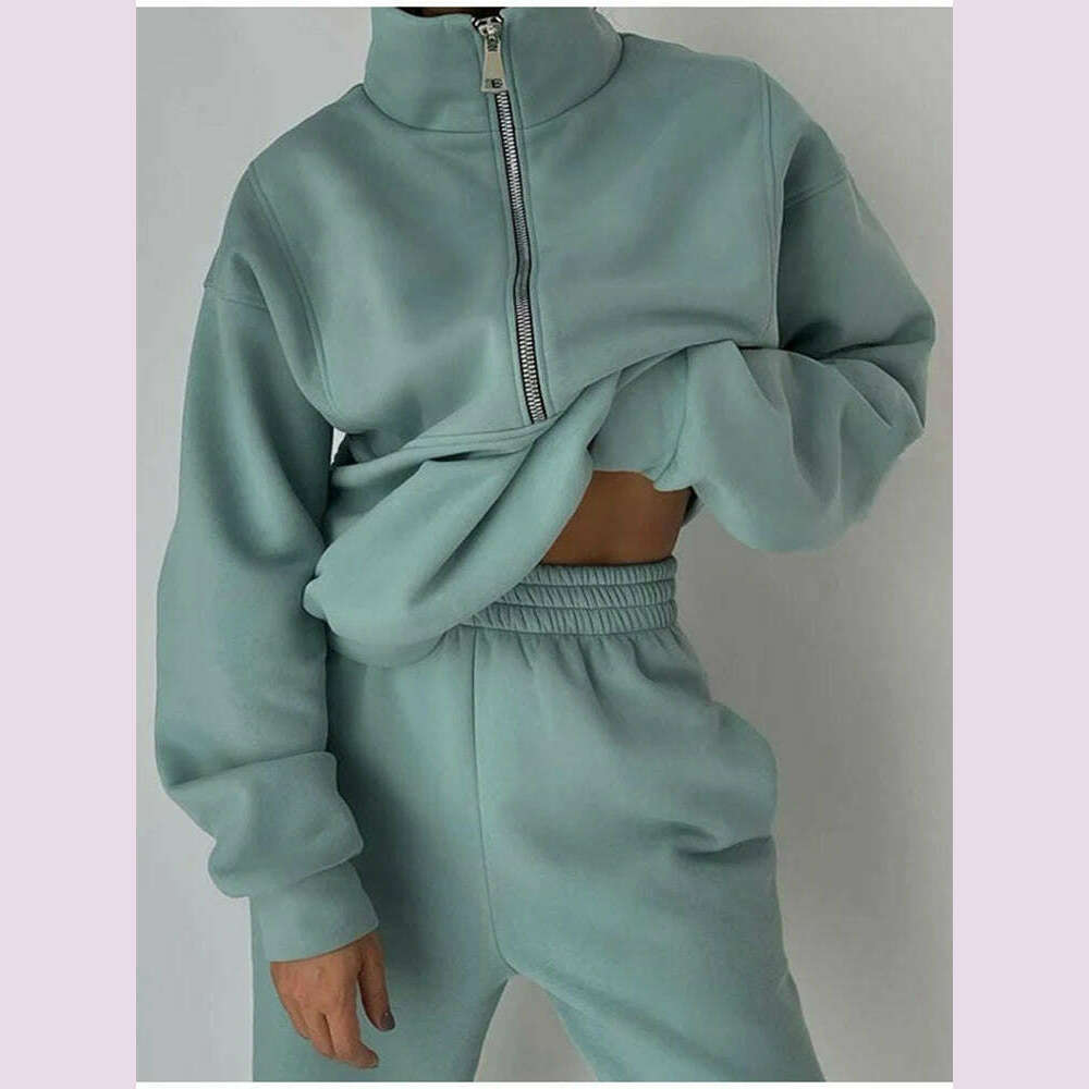 Gray Thick Warm Women Tracksuit 2 Piese Set Winter Pink Fleece Sweatpants And Sweatshirts Purple Suit Set Women Pants Set Ladies Hoodie with Velcro Closure Adjustable Secure Gray Thick Warm Women Tracksuit 2 Piese Set Winter Pink Fleece Sweatpants And Sweatshirts Purple Suit Set Women Pants Set Ladies Hoodie with Velcro Closure Adjustable Secure