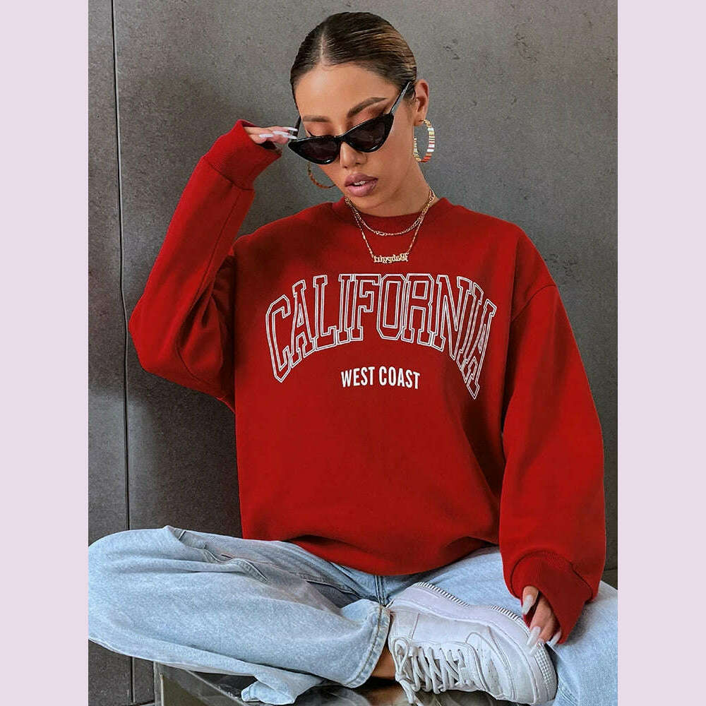 Korean Trend Woman Sweatshirts California West Coast Print Female hoodie Long Sleeves O-neck Pullovers Sporty and Rich Clothing Hoodie with Logo Branding Identity Korean Trend Woman Sweatshirts California West Coast Print Female hoodie Long Sleeves O-neck Pullovers Sporty and Rich Clothing Hoodie with Logo Branding Identity