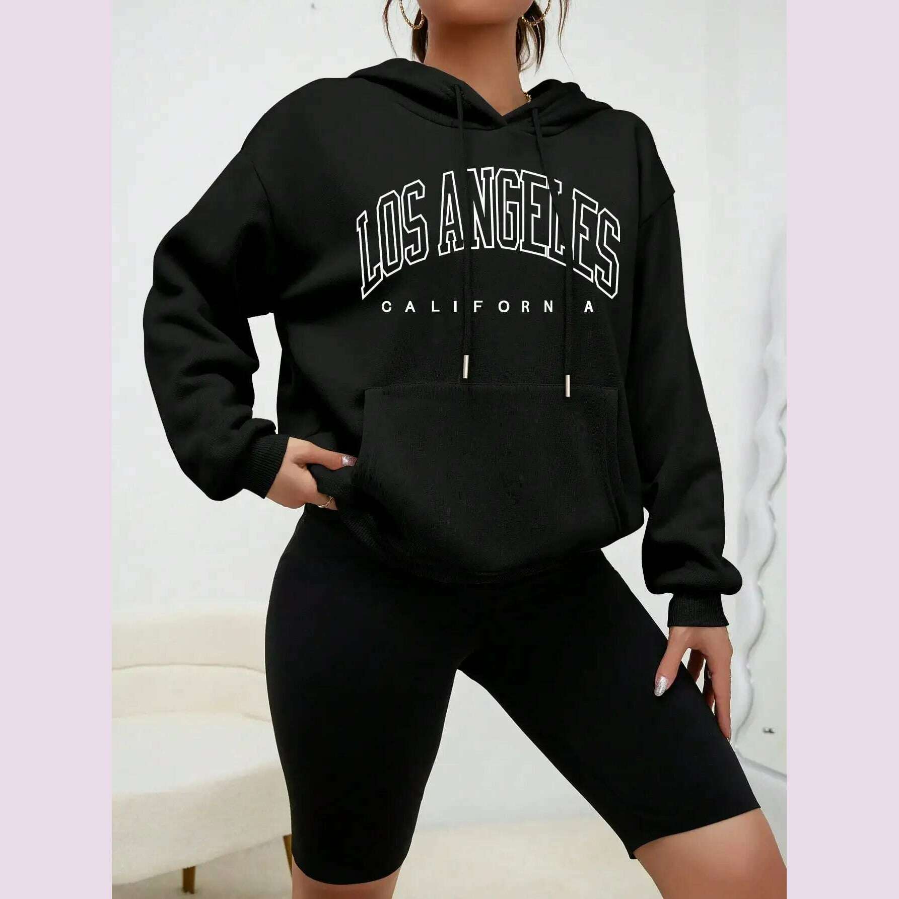 Los Angeles Art Letter Design Women Streetwear American Style Fashion Sweatshirt Autumn Hip Hop Female Hoodies Casual Fleece Top Hoodie with Pocket Utility Practical Los Angeles Art Letter Design Women Streetwear American Style Fashion Sweatshirt Autumn Hip Hop Female Hoodies Casual Fleece Top Hoodie with Pocket Utility Practical