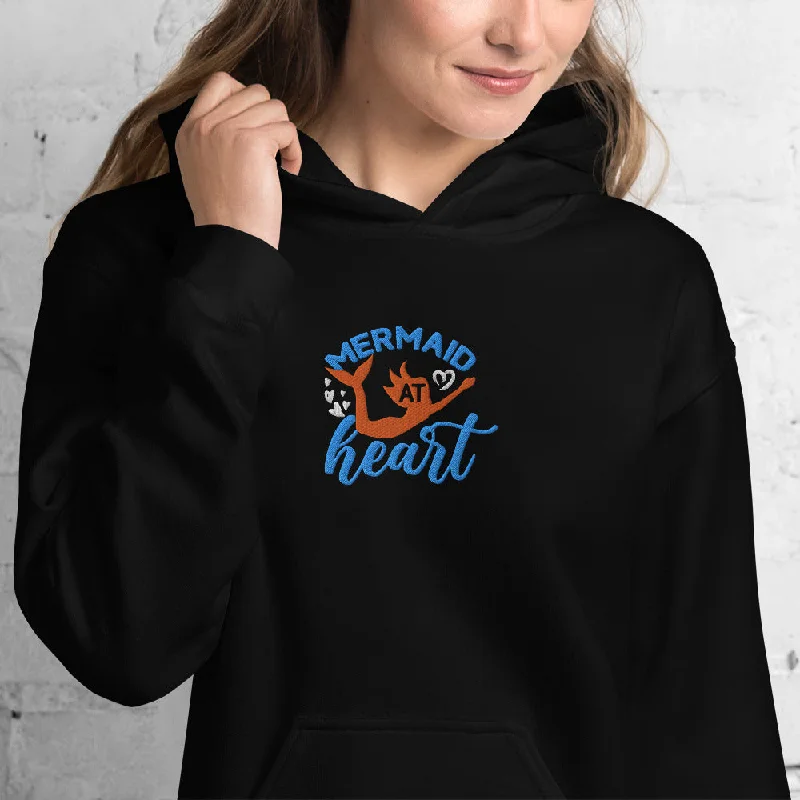 Mermaid Hoodie Mermaid At Heart Embroidered Hoodie Gift Hoodie with Button Placket Classic Preppy Mermaid Hoodie Mermaid At Heart Embroidered Hoodie Gift Hoodie with Button Placket Classic Preppy