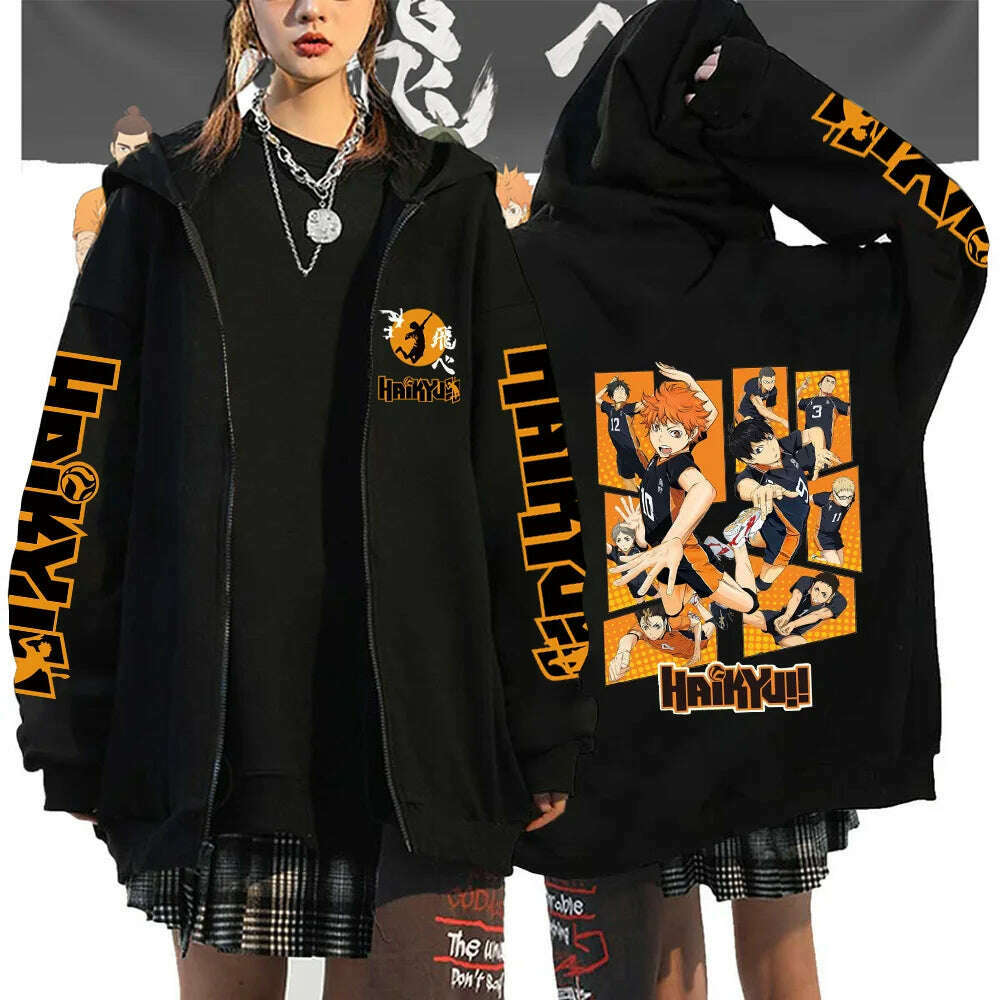 Women Men Anime Hoodie Haikyuu Zip Up Jacket Karasuno High School Plus Size Sweatshirt Harajuku Unisex Autumn Warm Streetwear Hoodie with Hem Elastic Stretchable Comfortable Women Men Anime Hoodie Haikyuu Zip Up Jacket Karasuno High School Plus Size Sweatshirt Harajuku Unisex Autumn Warm Streetwear Hoodie with Hem Elastic Stretchable Comfortable