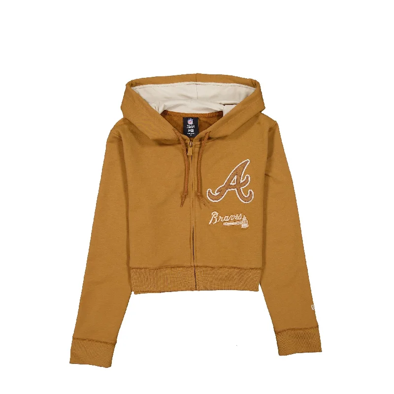 Atlanta Braves Light Bronze Logo Select Women's Full-Zip Hoodie Hoodie with Zipper Versatile Modern Atlanta Braves Light Bronze Logo Select Women's Full-Zip Hoodie Hoodie with Zipper Versatile Modern