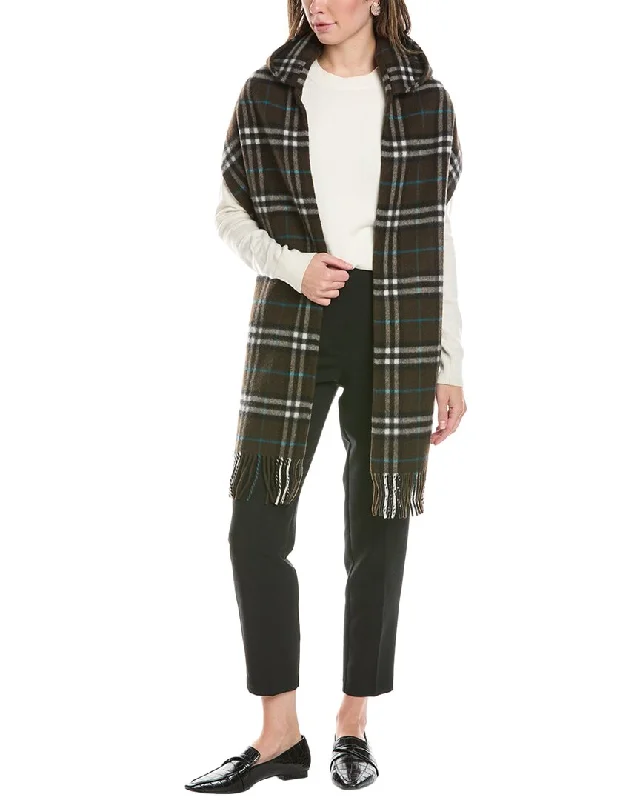 Burberry Hooded Cashmere Scarf Hoodie with Embroidery Detailed Premium