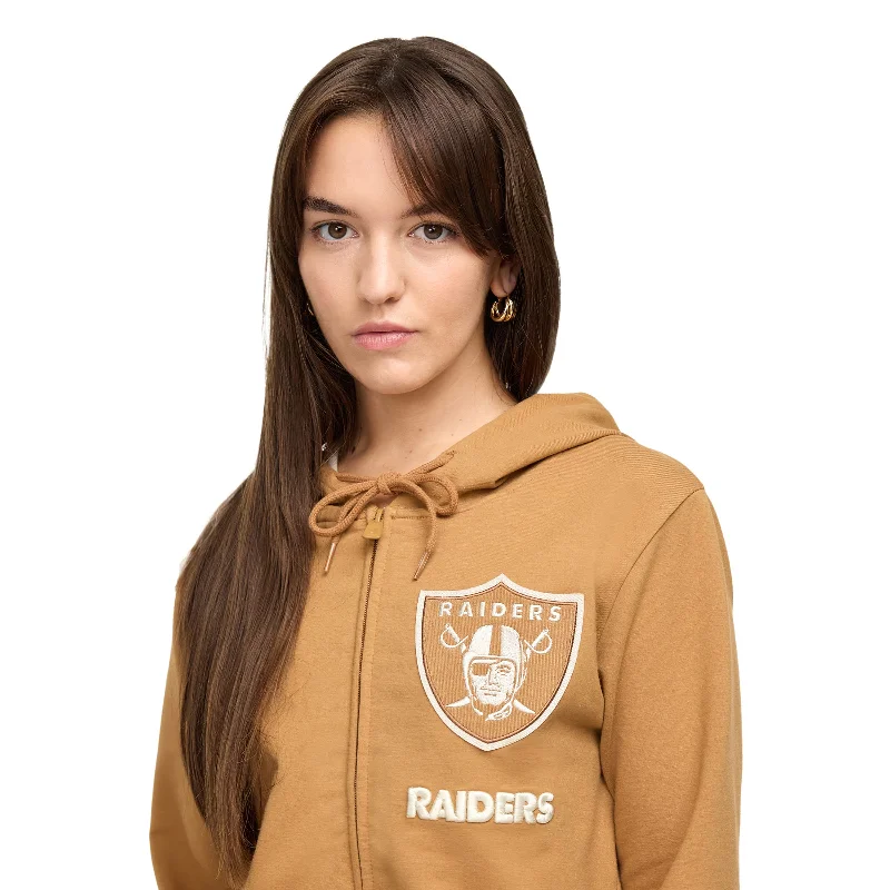 Las Vegas Raiders Light Bronze Logo Select Women's Full-Zip Hoodie Hoodie with Ribbed Hem Stretchable Secure Las Vegas Raiders Light Bronze Logo Select Women's Full-Zip Hoodie Hoodie with Ribbed Hem Stretchable Secure
