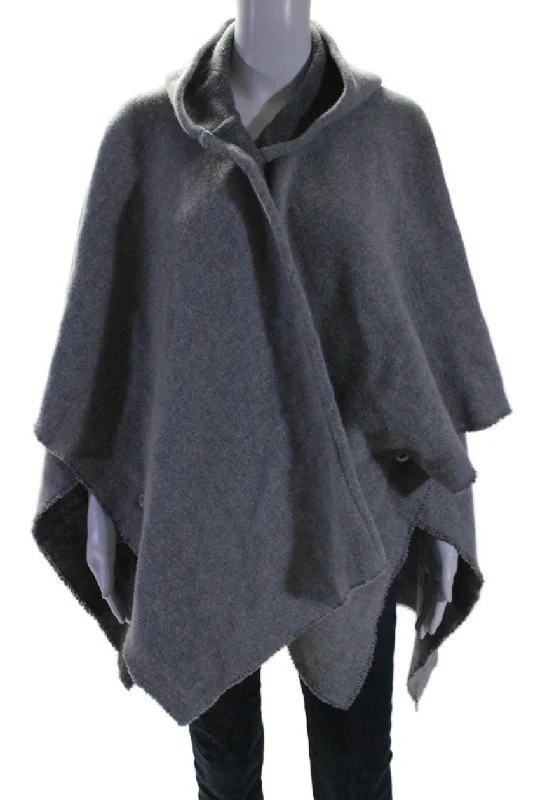 Rag & Bone Womens Wool Soft Textured Open Sleeved Hooded Poncho Wrap Gray Hoodie with Lace Feminine Delicate Rag & Bone Womens Wool Soft Textured Open Sleeved Hooded Poncho Wrap Gray Hoodie with Lace Feminine Delicate
