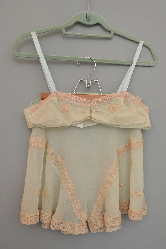 1930s Pistachio Chiffon Lace Tap Pants Bralette Lingerie Elegant Trouser Pants