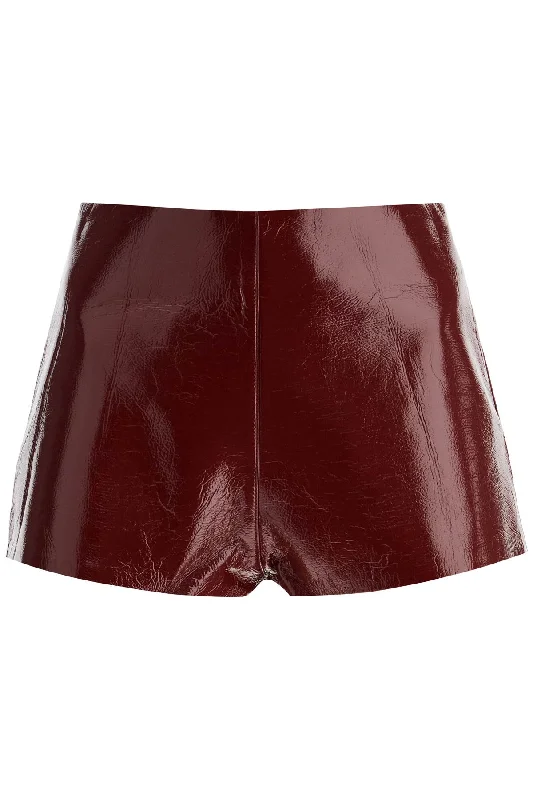 Polly Faux Leather Effect Hot Pants  - Red Casual Lounge Pants