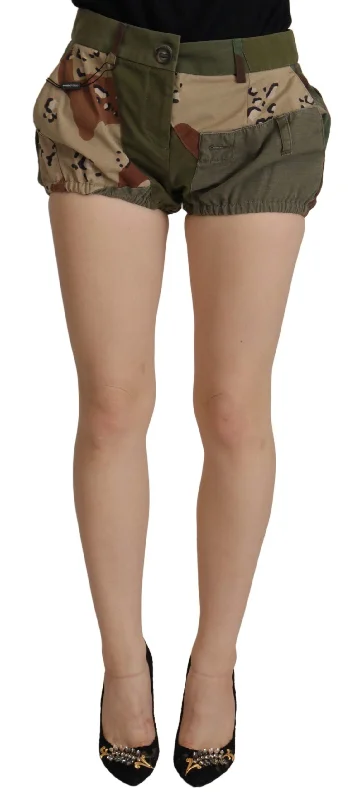 Army Green High-Waist Hot Pants Fashionable Track Pants