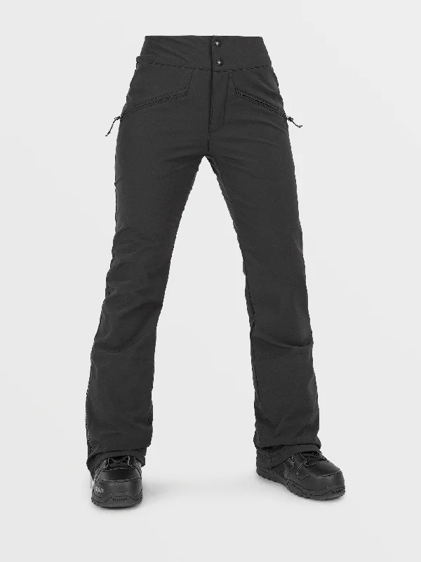 Womens Battle Stretch High Rise Pants - Black Formal Linen Trousers