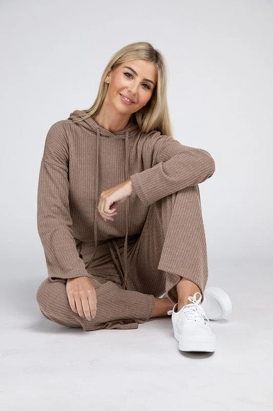 Beige Textured Top and Pants Set Formal Wide-Leg Pants