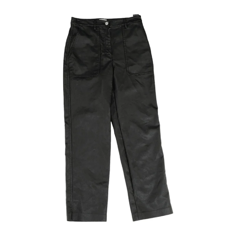 Black Solid Pants Fashionable Button-Up Pants