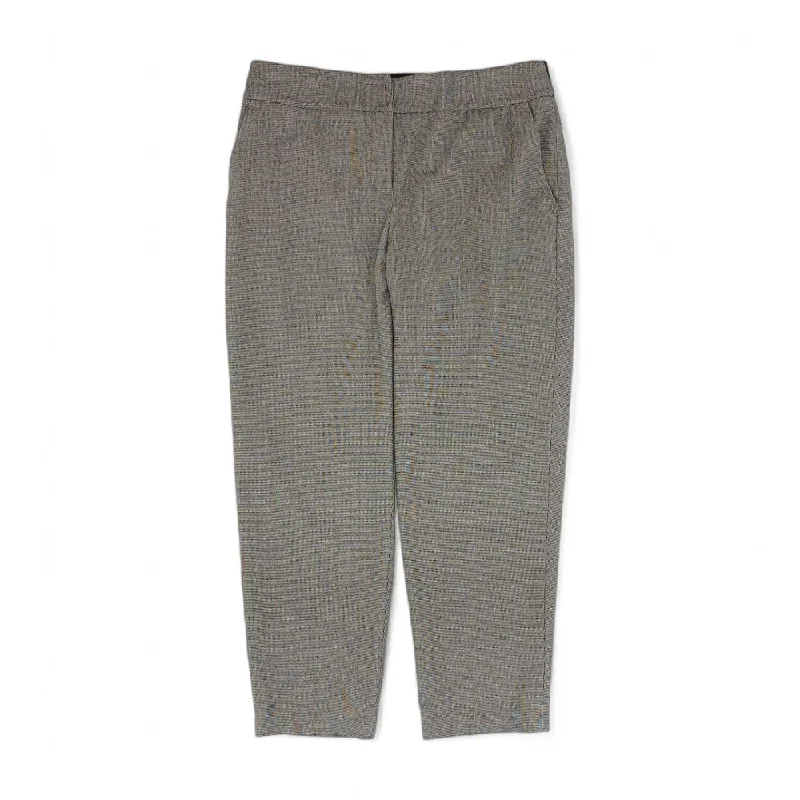 Brown Check Chino Pants High-Waist Trousers