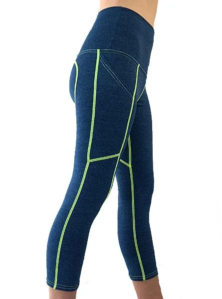 Cobalt Capri Pants With Pockets by WSI Sports Made in USA 731BPPT Casual Drawstring Pants