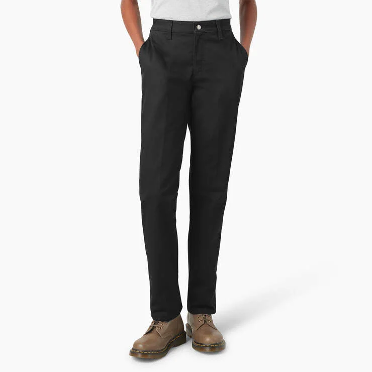 Dickies Women's Super Flex Straight Leg Work Pant Relaxed High-Waist Trousers
