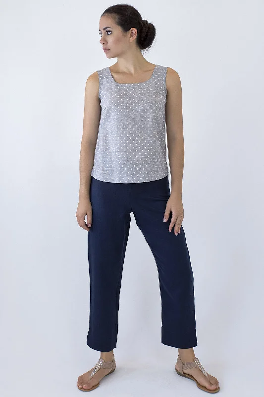 Linen Crop Length Pants DL-04 Casual Drawstring Pants