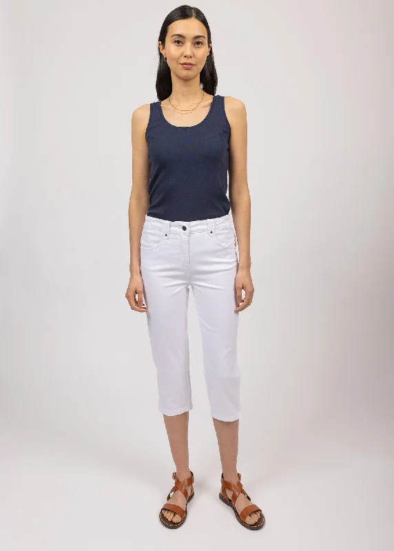 Elodie three quarters pants - in cotton, comfort fit (BLANC) Comfortable Jogging Pants