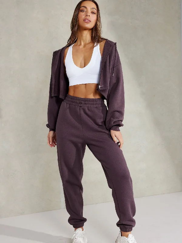 Embody Oversized Track Pants - Plum Comfy High-Waist Jeans