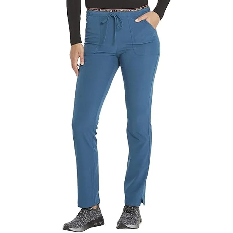 Heartsoul Women's Mid Rise Tapered Leg Drawstring Scrub Pant Slim-Fit Khaki Pants