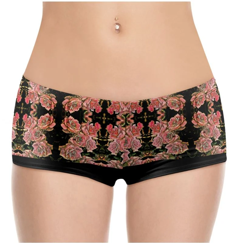 Floral Embosses: Roses 06-01 Designer Hot Pants Fashionable Tapered Leg Pants