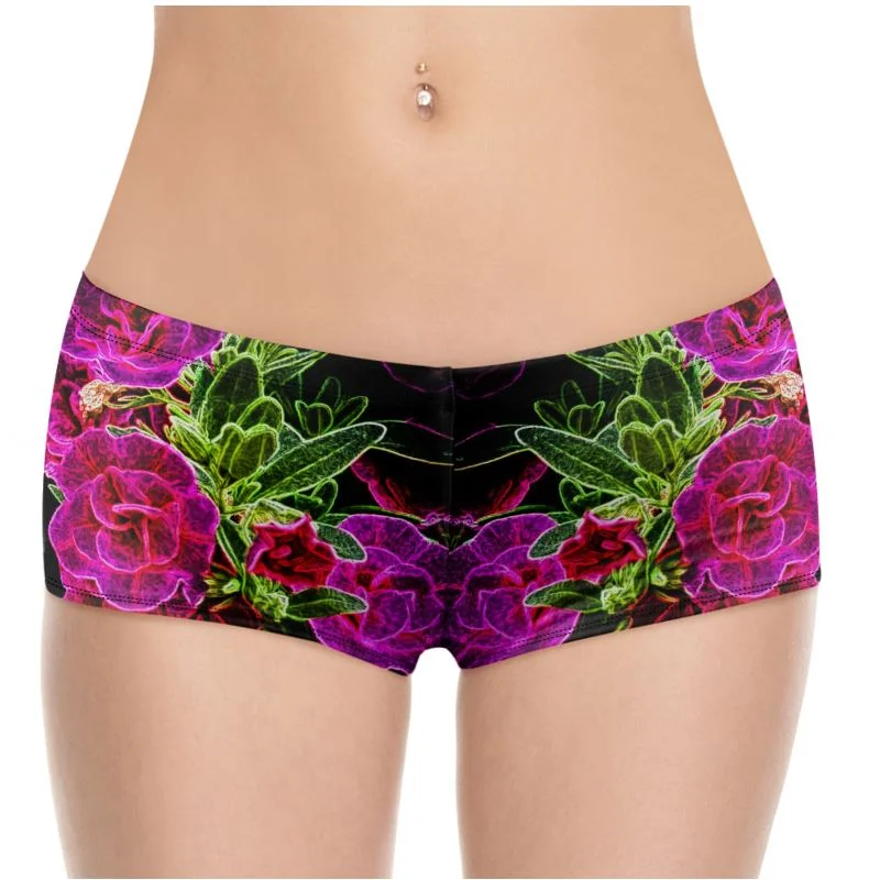 Floral Embosses: Roses 02-01 Designer Hot Pants Stylish Casual Pants