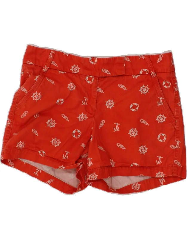 J. CREW Womens Abstract Pattern Hot Pants US 10 Large W34  Red Cotton Elegant Silk Pants