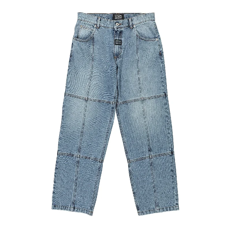 Pannel Denim Pants Soft Stretch Leggings