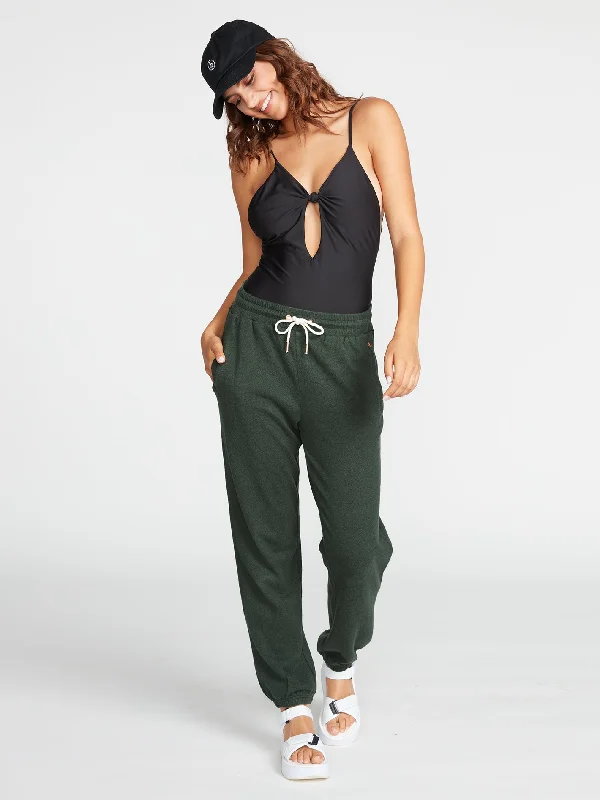 Lived In Lounge Fleece Pants - Dark Pine Chic Wool Trousers